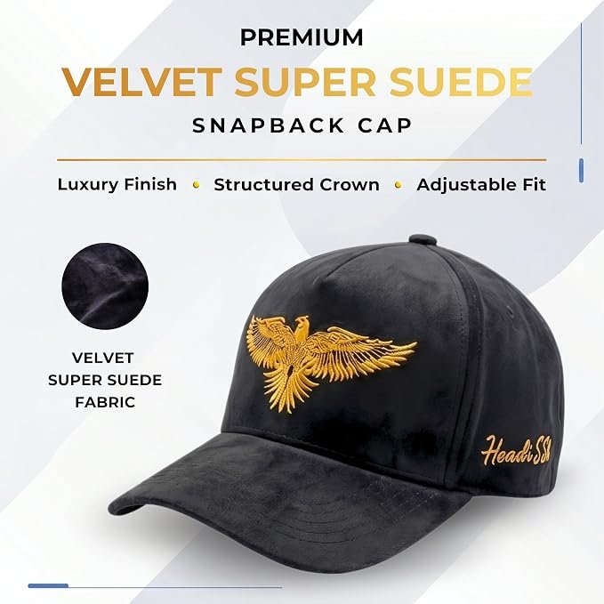 Unisex Snapback Base Ball Cap | Premium Velvet Suede | Black image 3